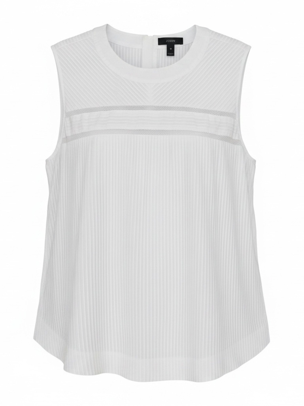 J. Crew White Sleeveless Cotton Mesh-Striped Shell Top